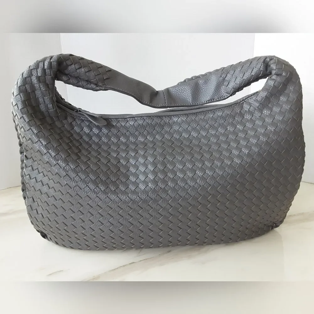 Gray Woven Bottega Veneta Inspired Hobo Bag